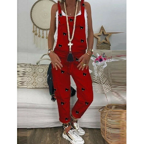 Image of 2019 Autumn casual fashion loose jumpsuit Dungarees jumpsuit baggy Baggy loose romper Long trousers overalls