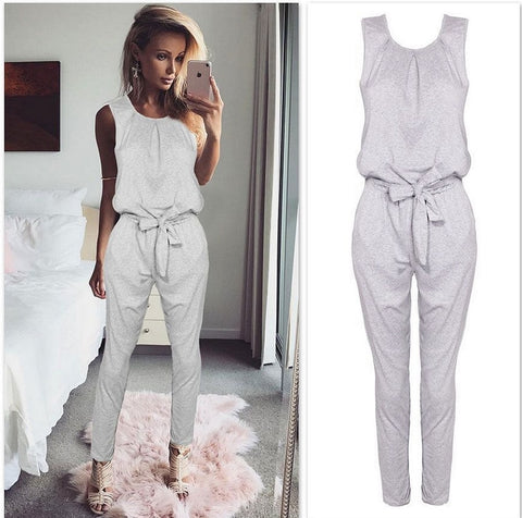 Image of ZOGAA Summer Hot Sexy Sleeveless Jumpsuit Women Long Romper New Lady Fashion Jumpsuit Coveralls Sexy Female Black Bow Jumpsuits