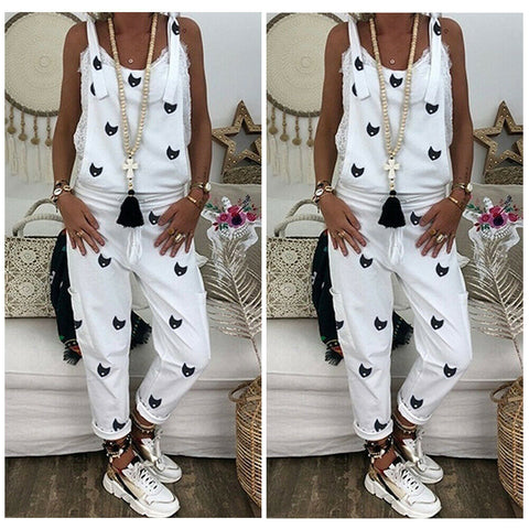 Image of 2019 Autumn casual fashion loose jumpsuit Dungarees jumpsuit baggy Baggy loose romper Long trousers overalls