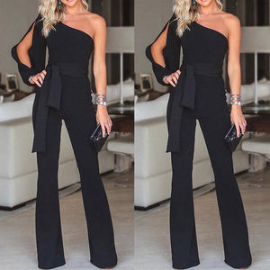 Jumpsuits for women 2019 arrival Womens rompers Party Clubwear Playsuit Jumpsuit Wide Leg One Shoulder Long Trousers Pants